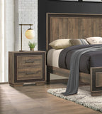 English Elm Rustic Style 1 Piece Nightstand Two-Tone Finish Embossed Faux-Wood Bed Side Table Bedroom Furniture