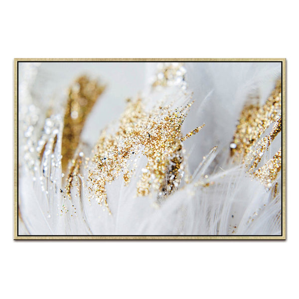 English Elm Oppidan Home "Golden Quills" - Stunning 40"H X 60"W Multicolor Acrylic Wall Art In Gold Frame B03050836