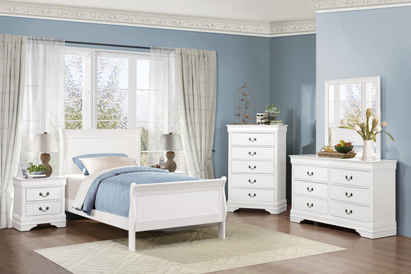 English Elm Traditional Mayville Dresser with Brown Cherry Okume Veneer, Antique Brass Handles, Classic Style White 60.5 L x 18.5 W x 36 H B011134290