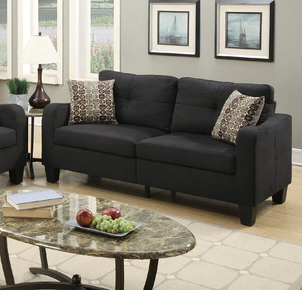 English Elm Living 2-Piece Sofa Set Black Polyfiber Sofa & Loveseat with Accent Pillows, Compact Modern Comfort B011S00109