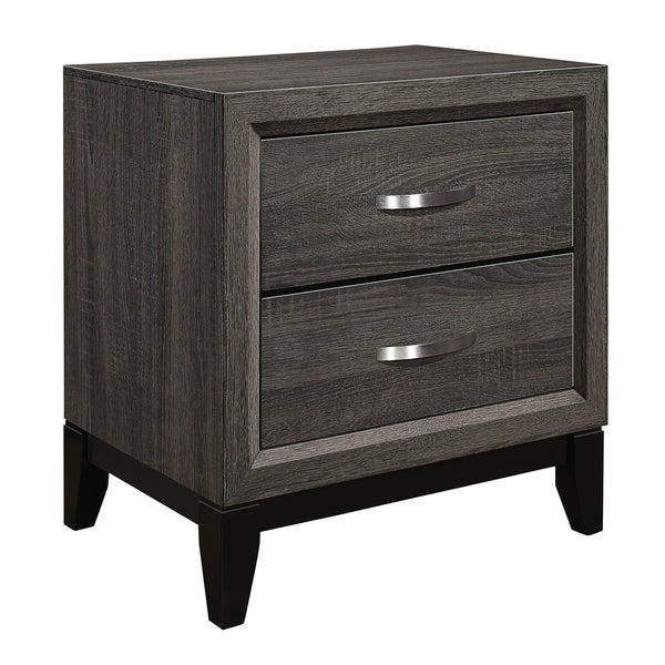 English Elm Contemporary Gray Nightstand with Dovetail Drawers, Melamine Wood Grain, 2-Drawer Accent Table B01149268