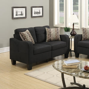 English Elm Living 2-Piece Sofa Set Black Polyfiber Sofa & Loveseat with Accent Pillows, Compact Modern Comfort B011S00109