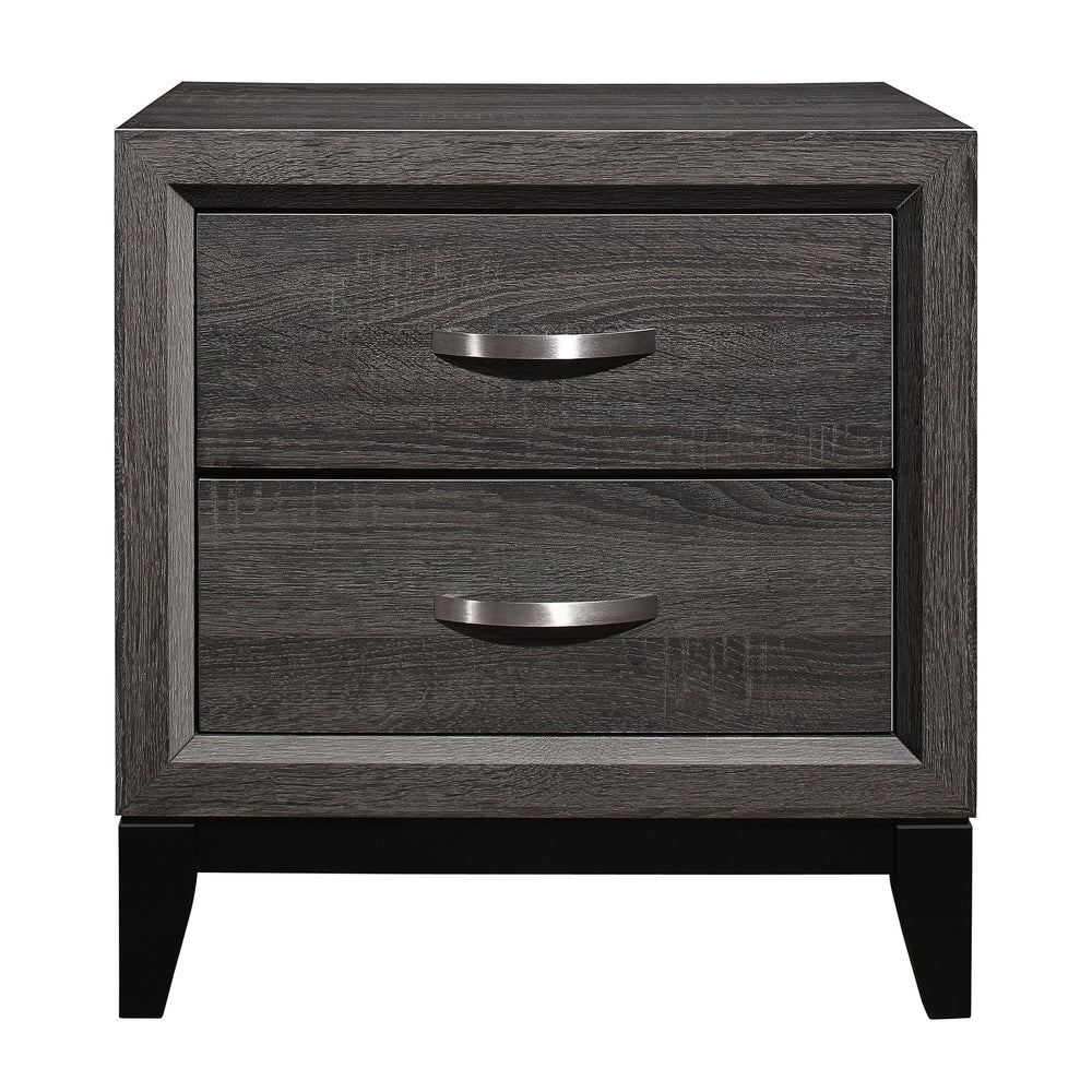 English Elm Contemporary Gray Nightstand with Dovetail Drawers, Melamine Wood Grain, 2-Drawer Accent Table B01149268