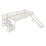Hearth and Haven Loft Bed with Staircase, Storage, Slide, Twin Size, Full-Length Safety Guardrails, No Box Spring Needed (Old Sku:W504S00004) W504S00320