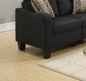 English Elm Living 2-Piece Sofa Set Black Polyfiber Sofa & Loveseat with Accent Pillows, Compact Modern Comfort B011S00109