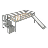 Hearth and Haven Loft Bed with Staircase, Storage, Slide, Twin Size, Full-Length Safety Guardrails, No Box Spring Needed (Old Sku:W504S00005) W504S00319