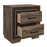 English Elm Rustic Style 1 Piece Nightstand Two-Tone Finish Embossed Faux-Wood Bed Side Table Bedroom Furniture