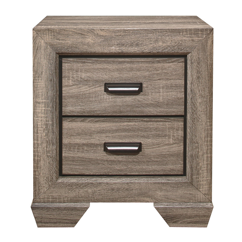 English Elm Natural Rustic Nightstand with Two Dovetail Drawers, Embossed Faux-Wood Veneer & Dark Accents – 23.5" x 16.5" x 26.5" B01149471