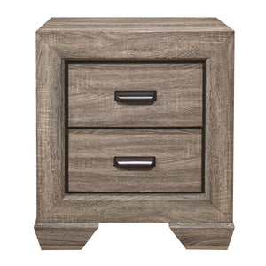 English Elm Natural Rustic Nightstand with Two Dovetail Drawers, Embossed Faux-Wood Veneer & Dark Accents – 23.5" x 16.5" x 26.5" B01149471