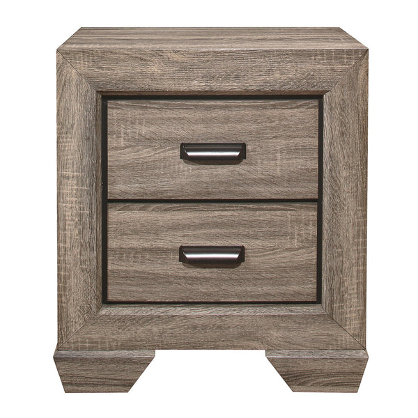 English Elm Natural Rustic Nightstand with Two Dovetail Drawers, Embossed Faux-Wood Veneer & Dark Accents – 23.5" x 16.5" x 26.5" B01149471