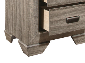 English Elm Natural Rustic Nightstand with Two Dovetail Drawers, Embossed Faux-Wood Veneer & Dark Accents – 23.5" x 16.5" x 26.5" B01149471