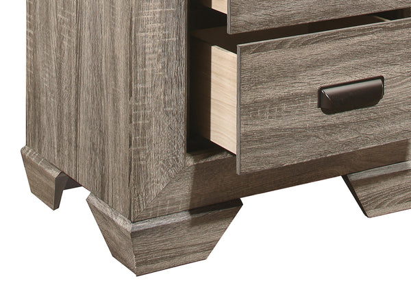 English Elm Natural Rustic Nightstand with Two Dovetail Drawers, Embossed Faux-Wood Veneer & Dark Accents – 23.5" x 16.5" x 26.5" B01149471