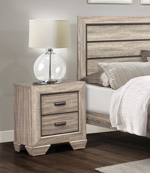 English Elm Natural Rustic Nightstand with Two Dovetail Drawers, Embossed Faux-Wood Veneer & Dark Accents – 23.5" x 16.5" x 26.5" B01149471