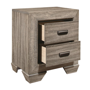 English Elm Natural Rustic Nightstand with Two Dovetail Drawers, Embossed Faux-Wood Veneer & Dark Accents – 23.5" x 16.5" x 26.5" B01149471
