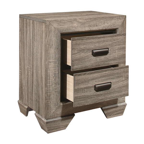 English Elm Natural Rustic Nightstand with Two Dovetail Drawers, Embossed Faux-Wood Veneer & Dark Accents – 23.5" x 16.5" x 26.5" B01149471