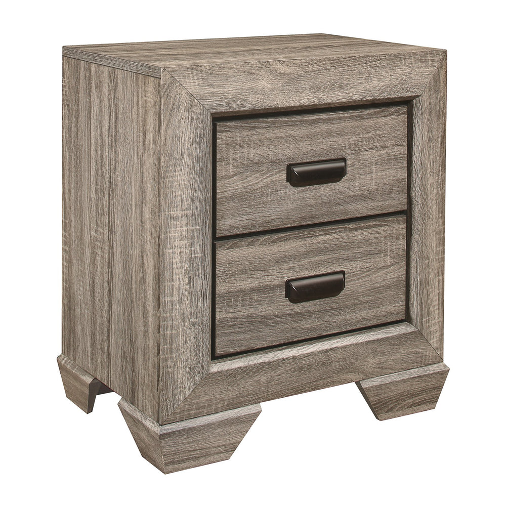 English Elm Natural Rustic Nightstand with Two Dovetail Drawers, Embossed Faux-Wood Veneer & Dark Accents – 23.5" x 16.5" x 26.5" B01149471