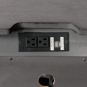 English Elm Gray Solid Wood Nightstand with 3 Drawers, Cedar-Lined Felt Top, USB Outlet & Underlight Night Lamp B01149586