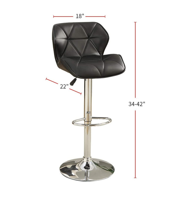 English Elm Modern Tufted Counter Stool Set of 2 with Faux Leather Cushion, Adjustable Gas Lift and Chrome Base Black 32 L x 13 W x 19 H B01149736