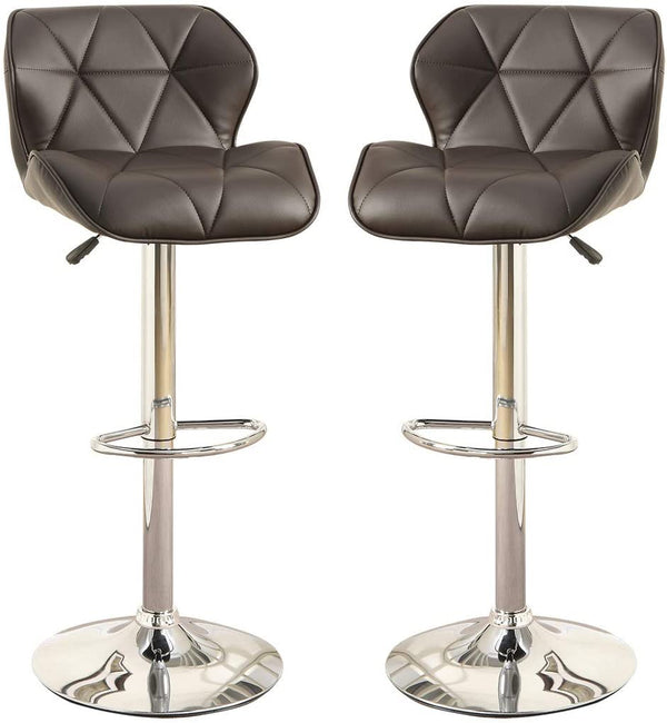 English Elm Modern Tufted Counter Stool Set of 2 with Faux Leather Cushion, Adjustable Gas Lift and Chrome Base Brown 31 L x 13 W x 19 H B01149735