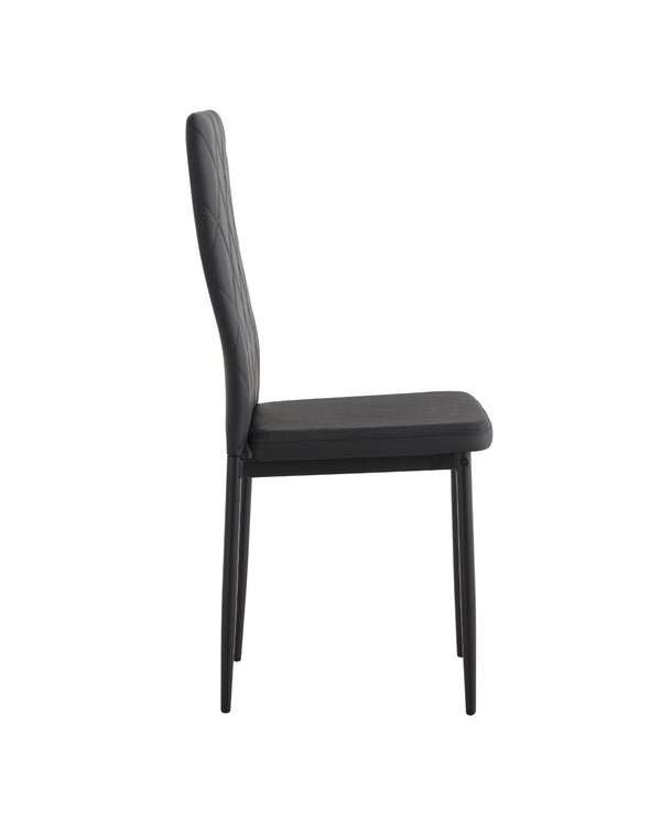 English Elm Dining Chair Set of Four Pu Leather Quilted Diamond Pattern Modern Seating W24138516