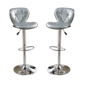 English Elm Silver Adjustable Faux Leather Bar Stools Set of 2 – Tufted Silver PVC Seats, Chrome Base, 35-43" Height B01149737