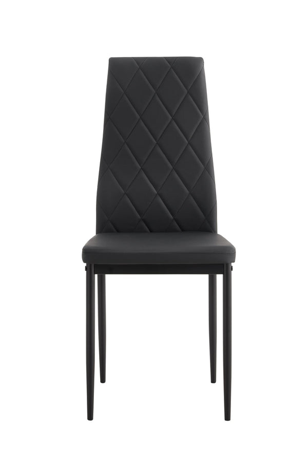 English Elm Dining Chair Set of Four Pu Leather Quilted Diamond Pattern Modern Seating W24138516