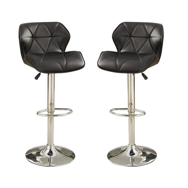 English Elm Modern Tufted Counter Stool Set of 2 with Faux Leather Cushion, Adjustable Gas Lift and Chrome Base Black 32 L x 13 W x 19 H B01149736