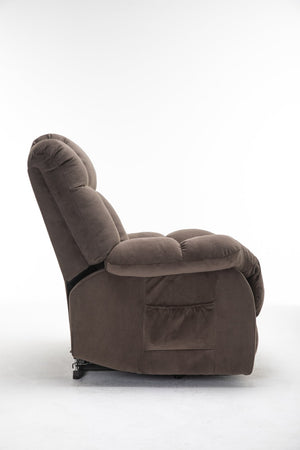 English Elm Power Lift Recliner with Wireless Remote Overstuffed Cushions and High Back Support Coffee W547P293037