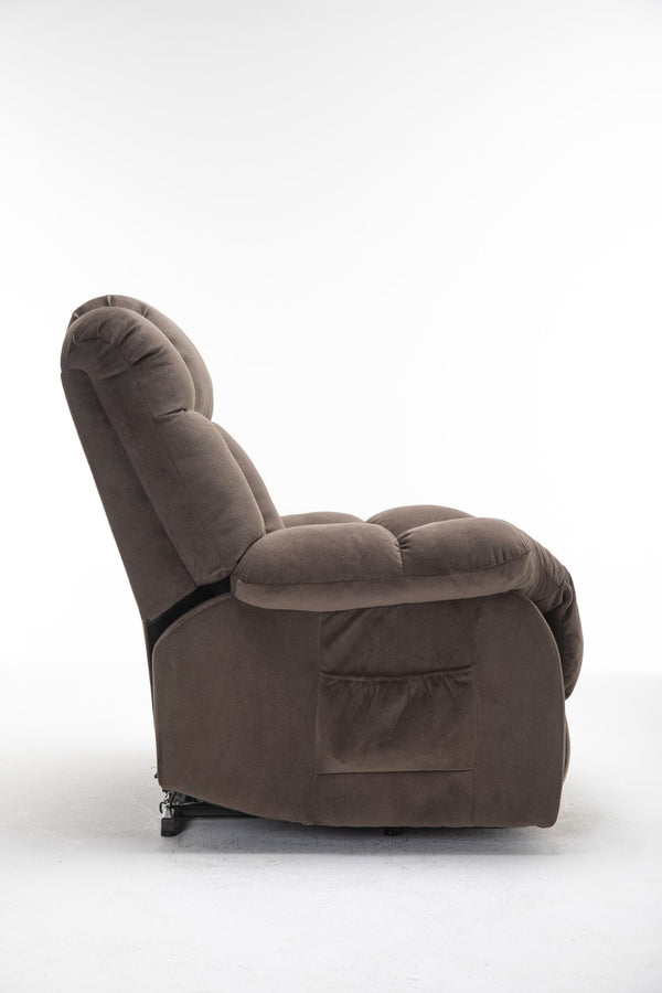 English Elm Power Lift Recliner with Wireless Remote Overstuffed Cushions and High Back Support Coffee W547P293037