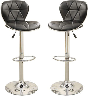 English Elm Black Faux Leather Counter Stools Set of 2 – Adjustable Swivel Gas-Lift Bar Chairs with Tufted Seats and Chrome Base, Cushioned Comfort B01149734
