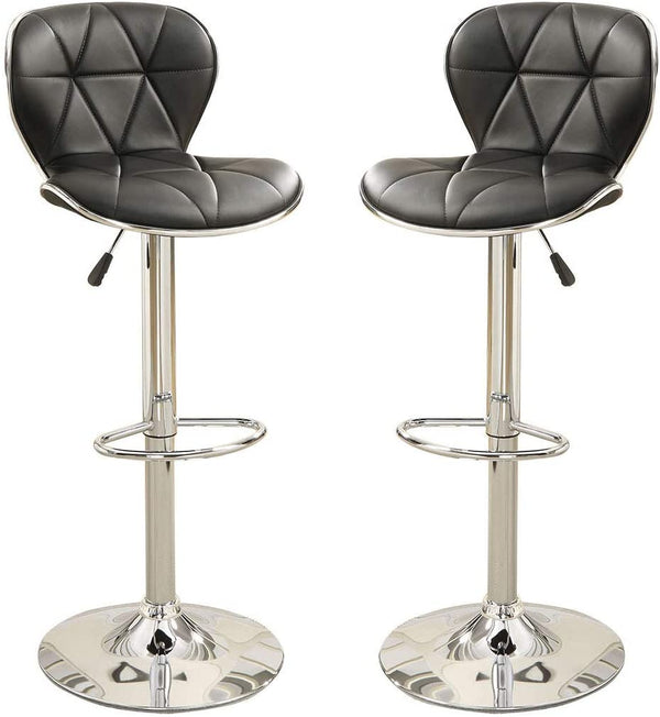 English Elm Black Faux Leather Counter Stools Set of 2 – Adjustable Swivel Gas-Lift Bar Chairs with Tufted Seats and Chrome Base, Cushioned Comfort B01149734