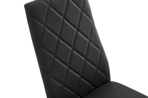 English Elm Dining Chair Set of Four Pu Leather Quilted Diamond Pattern Modern Seating W24138516