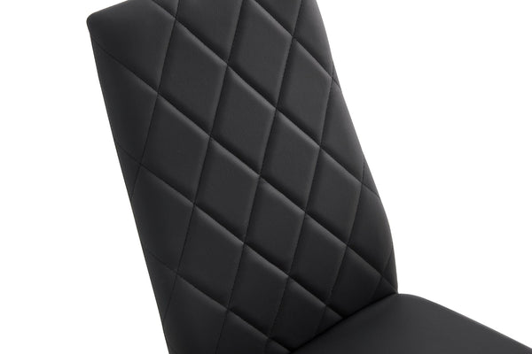 English Elm Dining Chair Set of Four Pu Leather Quilted Diamond Pattern Modern Seating W24138516