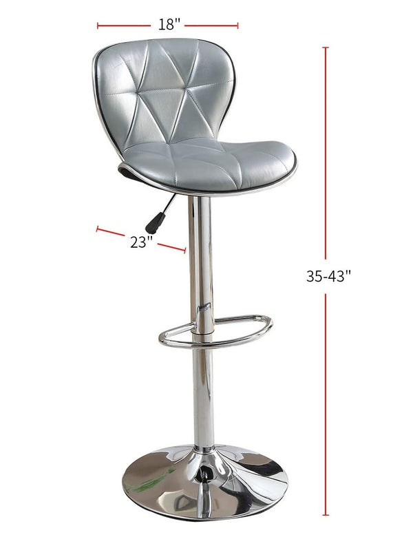 English Elm Silver Adjustable Faux Leather Bar Stools Set of 2 – Tufted Silver PVC Seats, Chrome Base, 35-43" Height B01149737