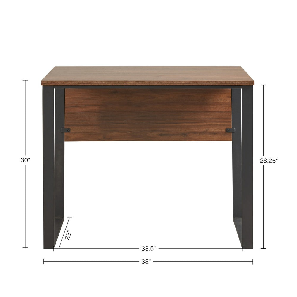 English Elm Carlyle 38" Computer Desk with Dark Coffee Top & Black Metal Legs — Modern Industrial, Sturdy, 100lb Capacity B03548146
