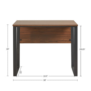 English Elm Carlyle 38" Computer Desk with Dark Coffee Top & Black Metal Legs — Modern Industrial, Sturdy, 100lb Capacity B03548146