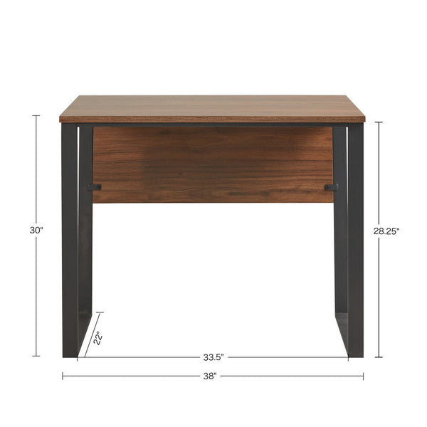 English Elm Carlyle 38" Computer Desk with Dark Coffee Top & Black Metal Legs — Modern Industrial, Sturdy, 100lb Capacity B03548146