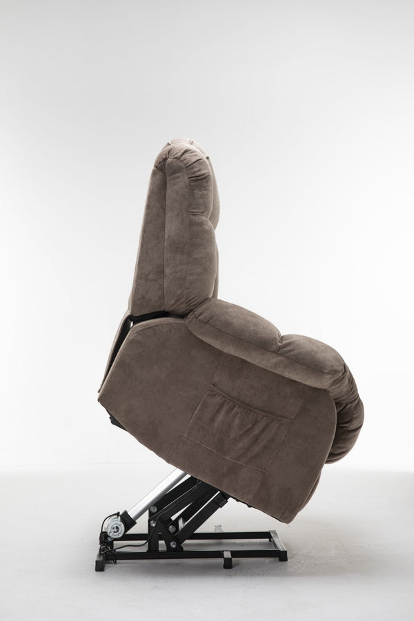 English Elm Power Lift Recliner with Wireless Remote Overstuffed Cushions and High Back Support Light Camel W547P293040