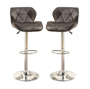 English Elm Modern Tufted Counter Stool Set of 2 with Faux Leather Cushion, Adjustable Gas Lift and Chrome Base Brown 31 L x 13 W x 19 H B01149735