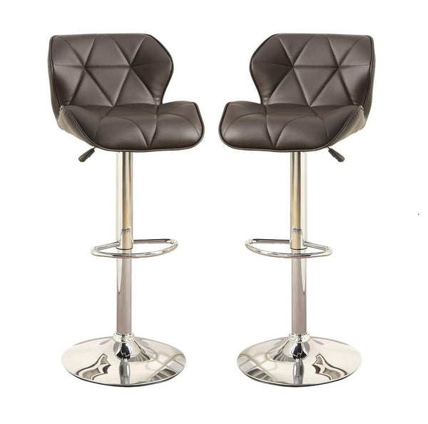 English Elm Modern Tufted Counter Stool Set of 2 with Faux Leather Cushion, Adjustable Gas Lift and Chrome Base Brown 31 L x 13 W x 19 H B01149735
