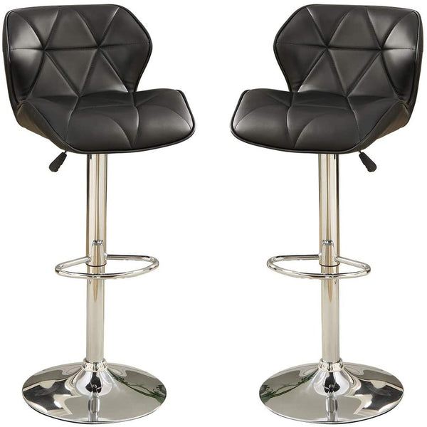 English Elm Modern Tufted Counter Stool Set of 2 with Faux Leather Cushion, Adjustable Gas Lift and Chrome Base Black 32 L x 13 W x 19 H B01149736