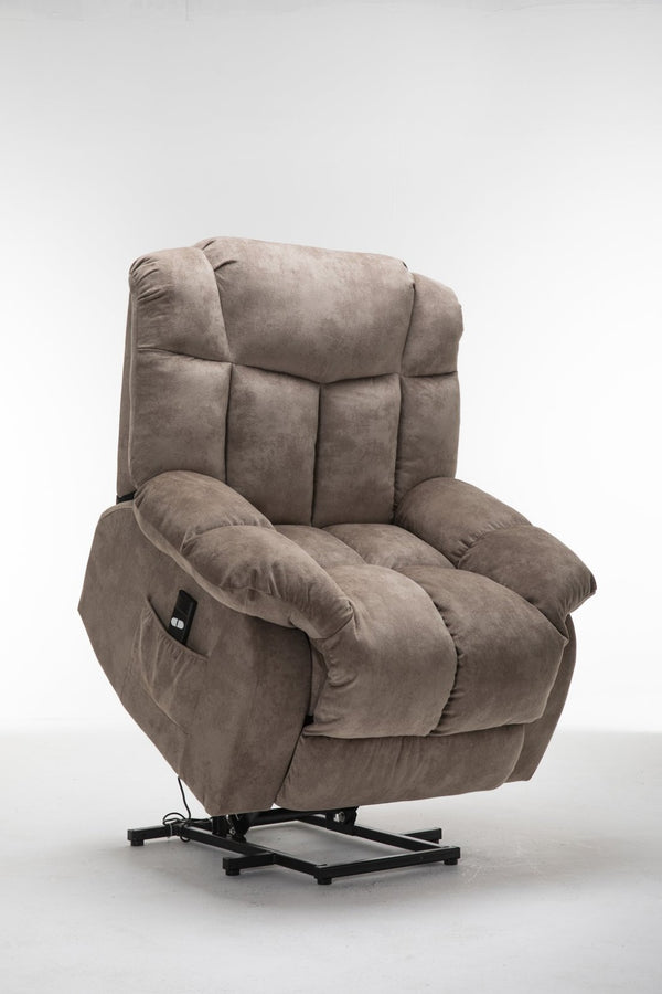English Elm Power Lift Recliner with Wireless Remote Overstuffed Cushions and High Back Support Light Camel W547P293040