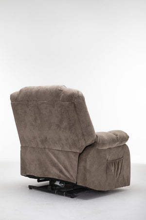 English Elm Power Lift Recliner with Wireless Remote Overstuffed Cushions and High Back Support Light Camel W547P293040