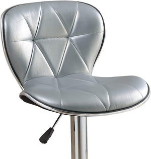 English Elm Silver Adjustable Faux Leather Bar Stools Set of 2 – Tufted Silver PVC Seats, Chrome Base, 35-43" Height B01149737