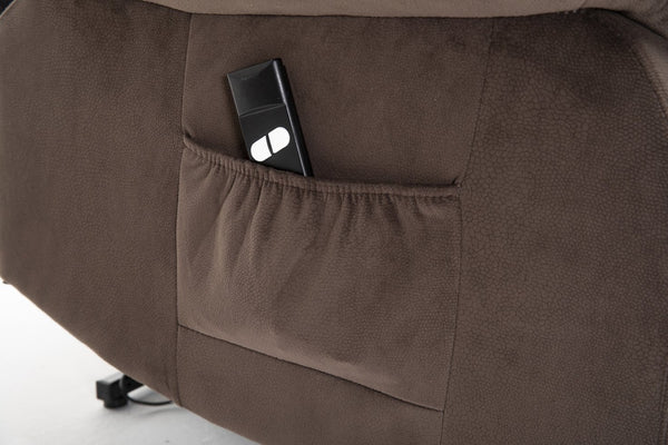 English Elm Power Lift Recliner with Wireless Remote Overstuffed Cushions and High Back Support Coffee W547P293037