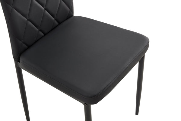 English Elm Dining Chair Set of Four Pu Leather Quilted Diamond Pattern Modern Seating W24138516
