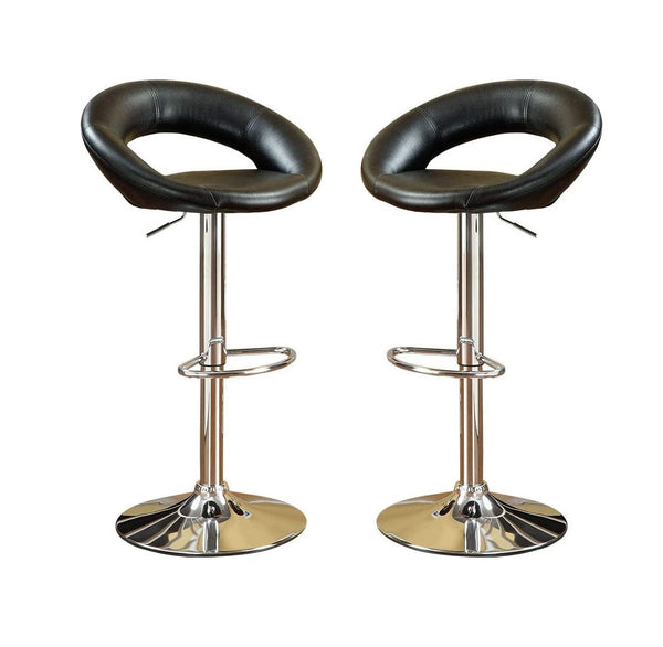English Elm Black Faux Leather Counter Stools Set of 2 – Adjustable Height Swivel Chairs with Chrome Base, Cushioned PVC Seats Black 21 L x 12 W x 25 H B01149814