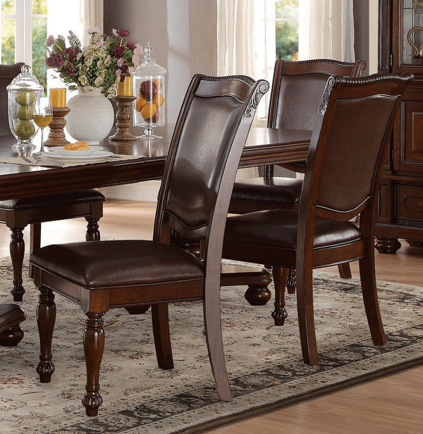 English Elm Traditional 5-Piece Dining Room Set With Leaf, Upholstered Chairs, And Elegant Brown Cherry Finish B011S00448-GIGA