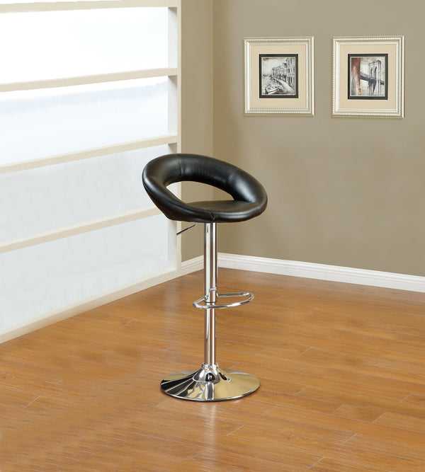 English Elm Black Faux Leather Counter Stools Set of 2 – Adjustable Height Swivel Chairs with Chrome Base, Cushioned PVC Seats Black 21 L x 12 W x 25 H B01149814
