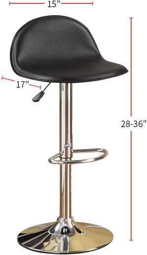 English Elm Black Faux Leather Counter Stools Set of 2 – Adjustable Height Swivel Chairs with Chrome Base, Cushioned PVC Seats Black 19 L x 10 W x 20 H B01149813